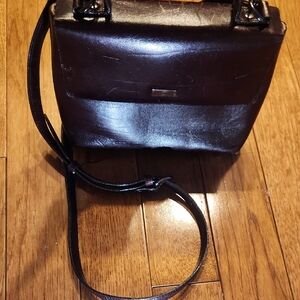 Oroton Genuine Leather Satchel Crossbody Bag Brown Top Handle Classic